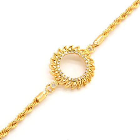 Çeyrek Altın Çerçeve Bileklik Çelik Altın Kaplama Burgu Model BLK-1087