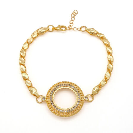 Çeyrek Altın Çerçeve Bileklik Çelik Altın Kaplama Arpa Model BLK-1099