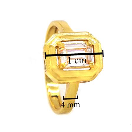 Altın Kaplama Zirkon Taşlı Baget Yüzük YZK-454