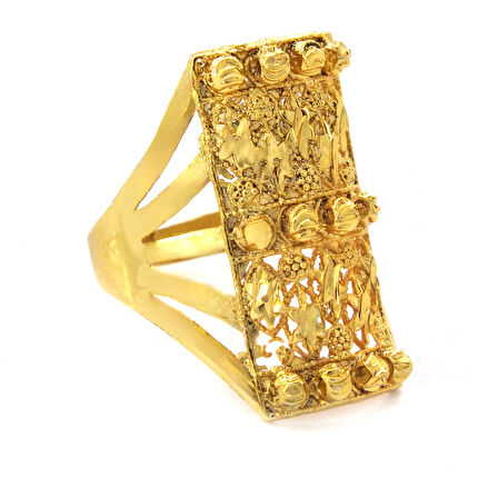 Çelik Yüzük Kadın Altın Kaplama Dorikalı Kaburga Model YZK-498