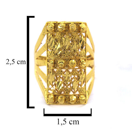 Çelik Yüzük Kadın Altın Kaplama Dorikalı Kaburga Model YZK-498