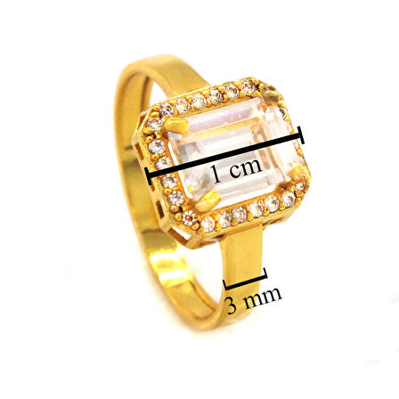 Çelik Baget Yüzük Altın Kaplama Düz Kenar YZK-456