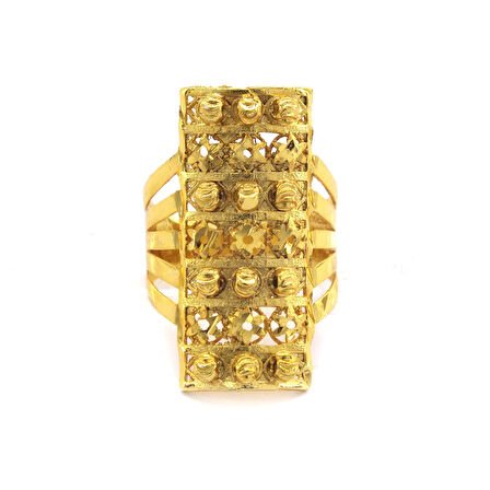 Çelik Yüzük Kadın Altın Kaplama Dorikalı Kaburga ModelYZK-495