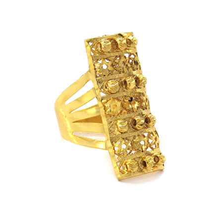 Çelik Yüzük Kadın Altın Kaplama Dorikalı Kaburga ModelYZK-495