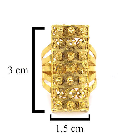 Çelik Yüzük Kadın Altın Kaplama Dorikalı Kaburga ModelYZK-495