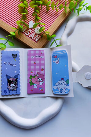 Kuromi-My Melody-Cinnamaroll-Pompompurrin Cırtcırtlı Post-It Defter