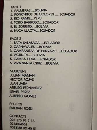 ALLPA KALLPA  ‎– Musica de Los Andes  - Fransa Basım  Kaset Albüm-2.EL
