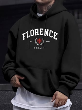 Florence Italia Letter Print Man Daily 12 Renk Üstler Spor Basit Kazak Sonbahar Bol Kapüşonlu