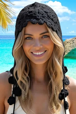 Tezzgelsin Kadın Çiçek Motifli Örgü Bandana Bere Bohem Yazlık Şapka