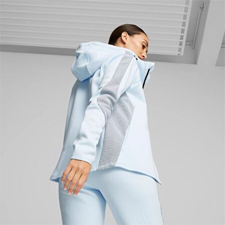 Puma EVOSTRIPE Full-Zip Hoodie Mavi Kadın Eşofman Üstü
