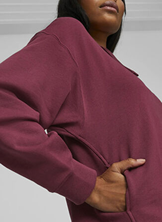 Puma 67657322 HER Hoodie TR Dark Jasper Bordo Kapüşon Yaka Regular Fit Düz Kadın Sweatshırt