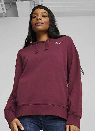 Puma 67657322 HER Hoodie TR Dark Jasper Bordo Kapüşon Yaka Regular Fit Düz Kadın Sweatshırt