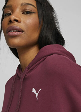 Puma 67657322 HER Hoodie TR Dark Jasper Bordo Kapüşon Yaka Regular Fit Düz Kadın Sweatshırt
