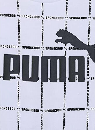 Puma Beyaz Kız Çocuk Bisiklet Yaka Kısa Kollu Düz T-Shirt 67758602 PUMA X SPONGEBOB AOP Tee
