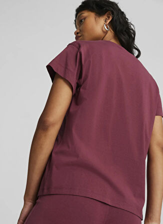 Puma 67600022 HER Tee Dark Jasper Bordo Yuvarlak Yaka Regular Fit Baskılı Kadın T-Shirt