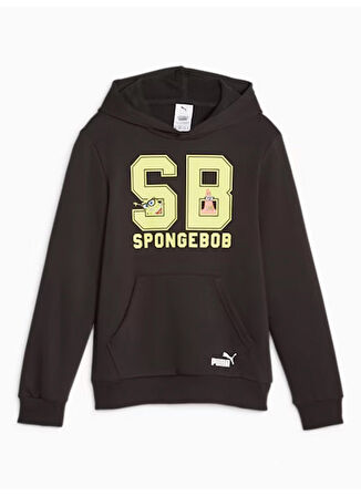 Puma Düz Erkek Çocuk Siyah Sweatshırt 62221301 PUMA X SPONGEBOB Hoodie