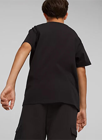 Puma Siyah Erkek Çocuk Bisiklet Yaka Kısa Kollu Düz T-Shirt 62160201 CLASSICS FTR BALLER Logo T