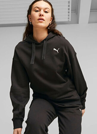 Puma 67657301 HER Hoodie TR Siyah Kapüşon Yaka Regular Fit Düz Kadın Sweatshırt
