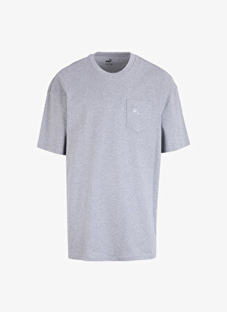 Gri Erkek Bisiklet Yaka Normal Kalıp T-Shirt 67717503 Pocket Tee M 2.0