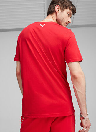 62380502 Ferrari Race Big Shield T Kırmızı Yuvarlak Yaka Regular Fit Baskılı Erkek T-Shirt
