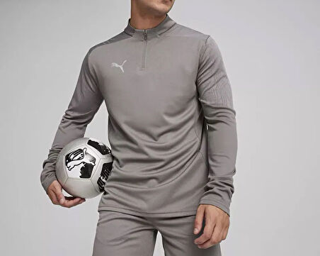 Puma Teamfinal Training 1/4 Zip Erkek Futbol Antrenman Uzun Kollu Üst 65855113 Gri