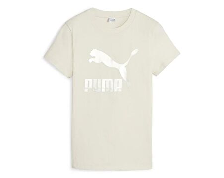 Puma Classics Shiny Logo Tee Kadın Günlük Tişört 62559787 Bej