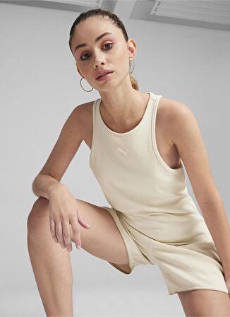 Puma 67870087 HER Tank Top Beyaz Kadın Bisiklet Yaka Regular Fit Atlet