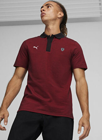 Puma 62382702 Ferrari Style 2 Tone Polo Kırmızı Polo Yaka Regular Fit Düz Erkek T-Shirt