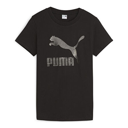 Classics Shiny Logo Kadın Siyah Günlük Stil T-Shirt 62559701