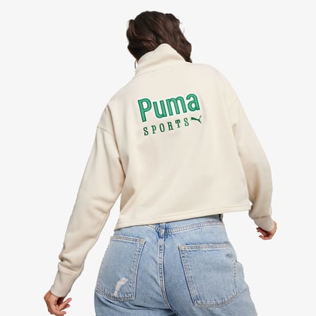 Puma Team Half Zip Crew Kadın Bej Sweatshirt