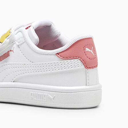 Puma Puma Smash 3.0 Badges V Inf Beyaz-Pembe Çocuk Günlük Ayakkabı