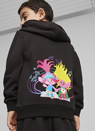 Puma Baskılı Erkek Siyah Sweatshırt 62482601-PUMA X TROLLS Hoodie