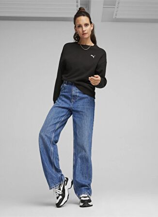 Puma 67788601 HER Crew TR Siyah Kadın Kapüşon Yaka Regular Fit Sweatshirt