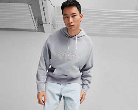Puma Classics+ Hoodie Erkek Günlük Sweatshirts 62427563 Gri