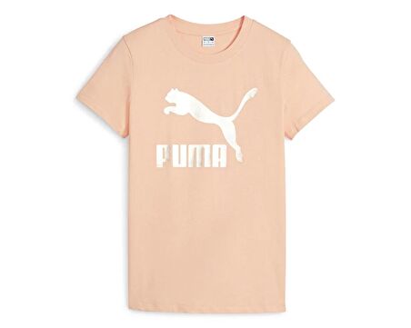 Puma Classics Shiny Logo Tee Kadın Günlük Tişört 62559745 Krem