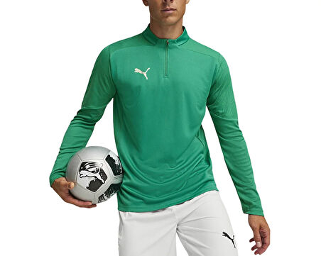 Puma Teamfinal Training 1/4 Zip Erkek Futbol Antrenman Uzun Kollu Tişört 65855105 Yeşil