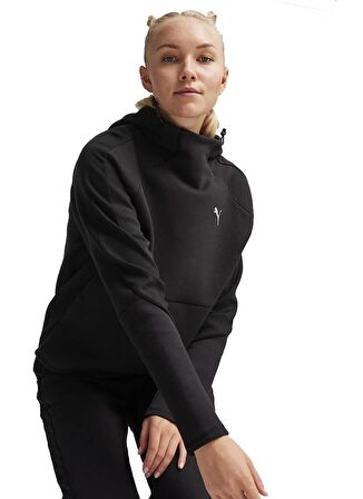 Puma Siyah Kadın Kapüşon Yaka Normal Kalıp Sweatshirt 67787701 EVOSTRIPE Hoodie