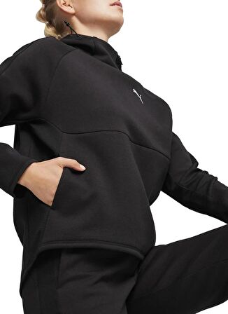 Puma Siyah Kadın Kapüşon Yaka Normal Kalıp Sweatshirt 67787701 EVOSTRIPE Hoodie