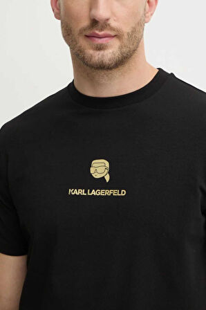 Karl Lagerfeld Erkek Bisiklet Yaka T-Shirt Siyah 755461551235 T-SHIRT CREWNECK