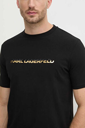 Karl Lagerfeld Erkek Bisiklet Yaka T-Shirt Siyah 755462551235 T-SHIRT CREWNECK