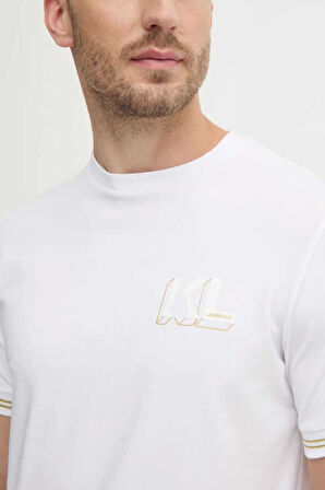 Karl Lagerfeld Erkek Bisiklet Yaka T-Shirt Beyaz 755463551235 T-SHIRT CREWNECK