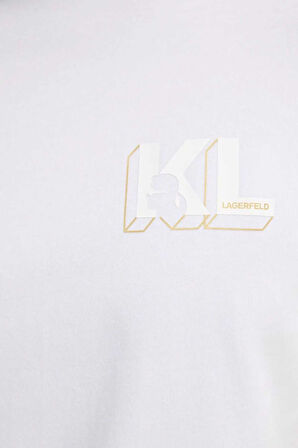 Karl Lagerfeld Erkek Bisiklet Yaka T-Shirt Beyaz 755463551235 T-SHIRT CREWNECK