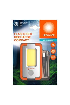 Ledvance Led Compact 5W 6500K 120-400lm IP22 3 Farklı Mod Beyaz Işık Şarjlı El Feneri