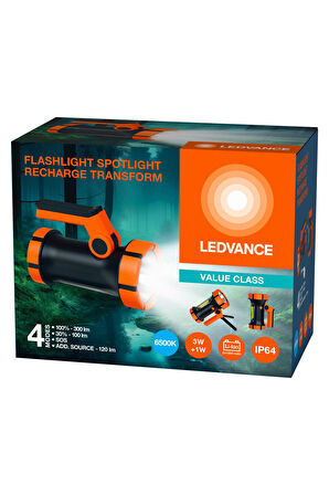 Ledvance Led 5W+3W 6500K 100-120-300lm IP64 4 Farklı Mod Spot Dış Mekan Şarjlı El Feneri