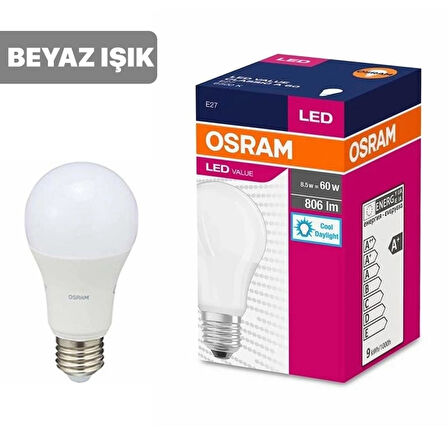 OSRAM 8,5W 806 lm E27 Duylu Beyaz Işık Ampul  10lu paket