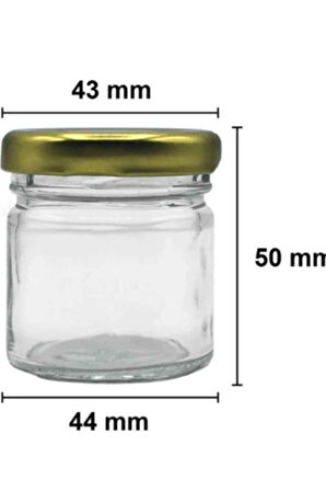 50 Adet Metal Gold Kapaklı Cam Mini Kavanoz 40 Cc Kına Düğün Söz Nişan Hediyeliği