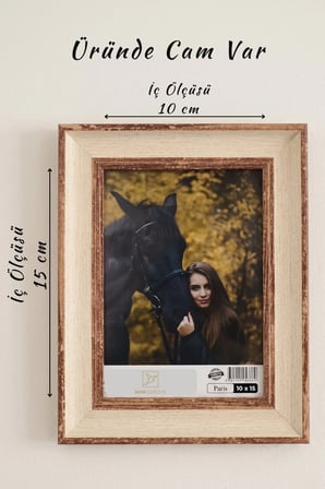Rustik Seri 10 x 15 Desenli Krem Fotoğraf Çerçevesi Camlı Dekoratif Duvar&Masa Plastik Çerçeve