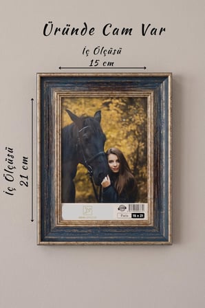 Rustik Seri Desenli Mavi 15 x 21 Fotoğraf Çerçevesi Camlı Dekoratif Duvar&Masa Plastik Çerçeve