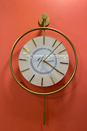 Orta Boy -timelles Love Gold Led'li , Modern Dekoratif Duvar Saati
