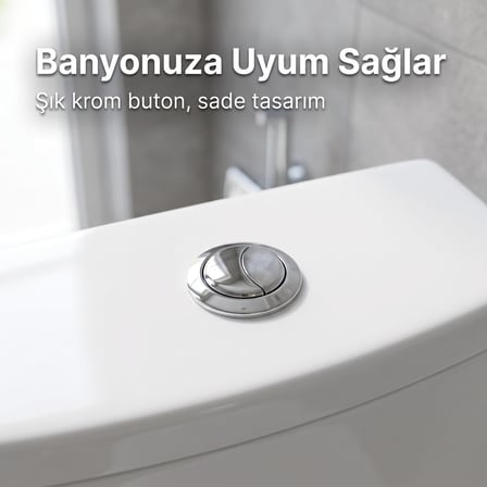 WASSEBERG Rezervuar İç Takımı Çift Kademeli 3/6 L Krom Butonlu Alttan Su Girişli Sessiz Dolum Valfli Universal Klozet Rezervuar Takımı